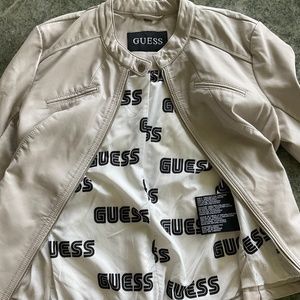 Guess Faux Leather Racer Jacket in Large